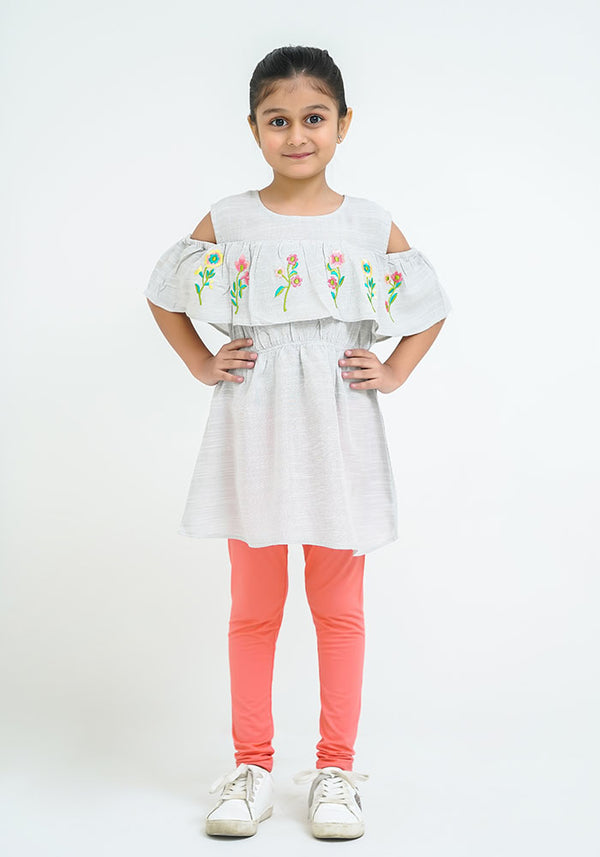 Chambray Embroidered Top - Wear Ochre
