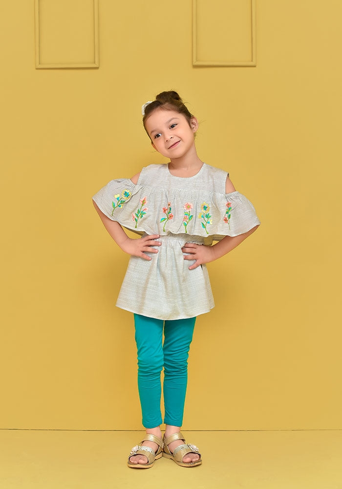 Chambray Embroidered Top - Wear Ochre
