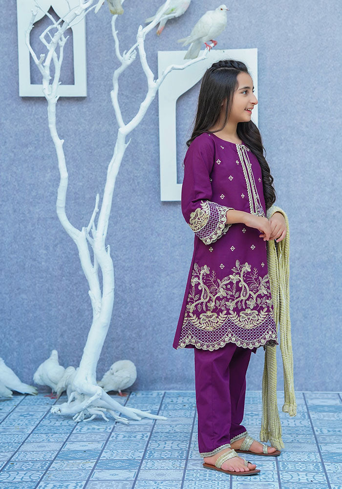 Cotton Embroidered 3 Pc Suit - Wear Ochre