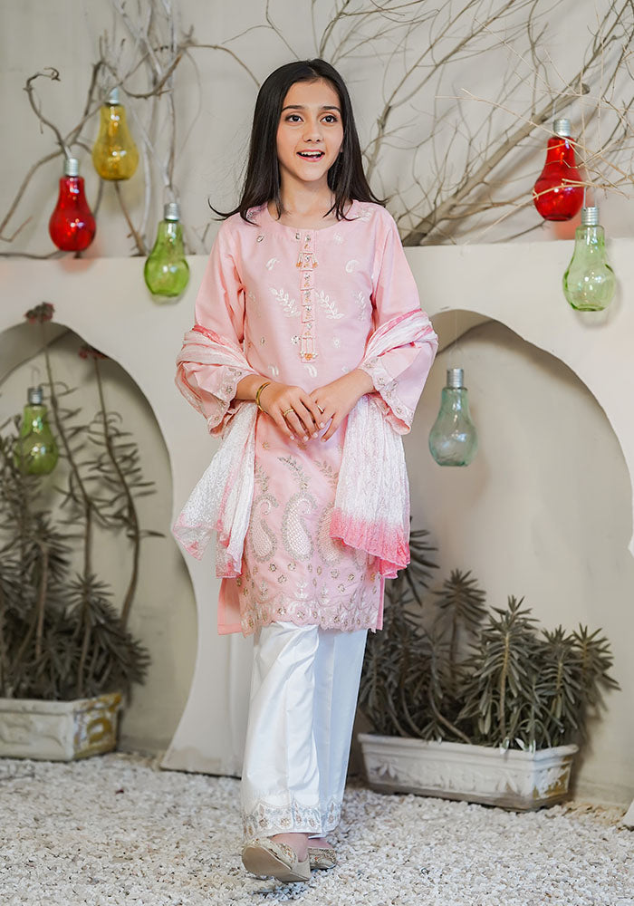 Cotton Embroidered 3 Pc Suit - Wear Ochre