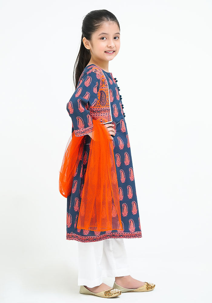 Lawn Digital Printed 3 Pc Suit - Wear Ochre