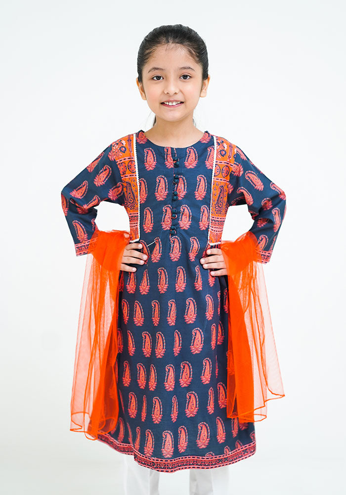 Lawn Digital Printed 3 Pc Suit - Wear Ochre