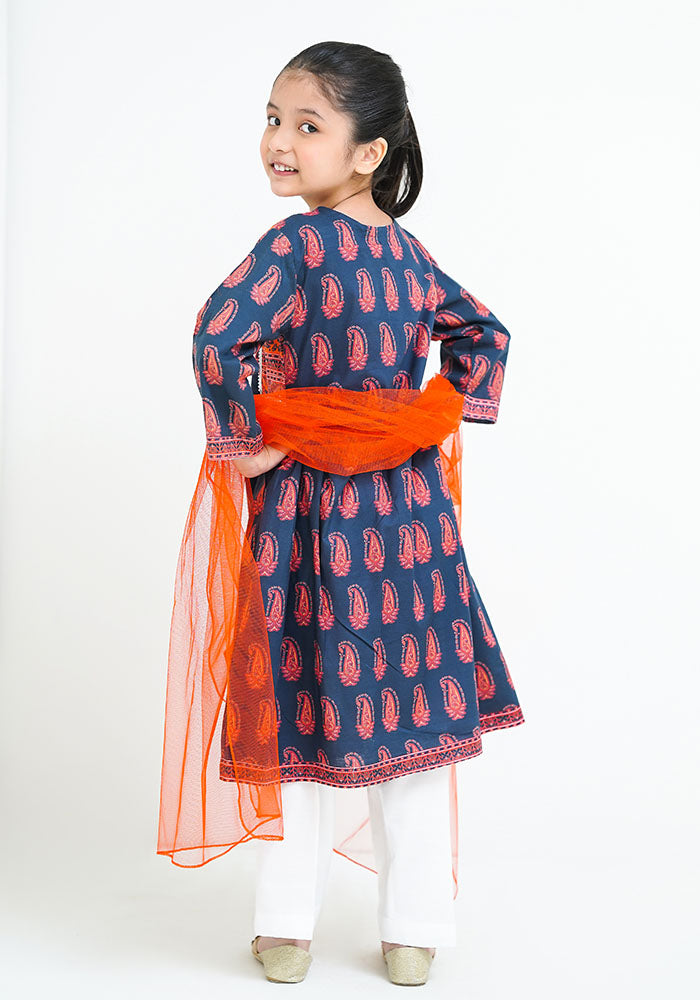 Lawn Digital Printed 3 Pc Suit - Wear Ochre