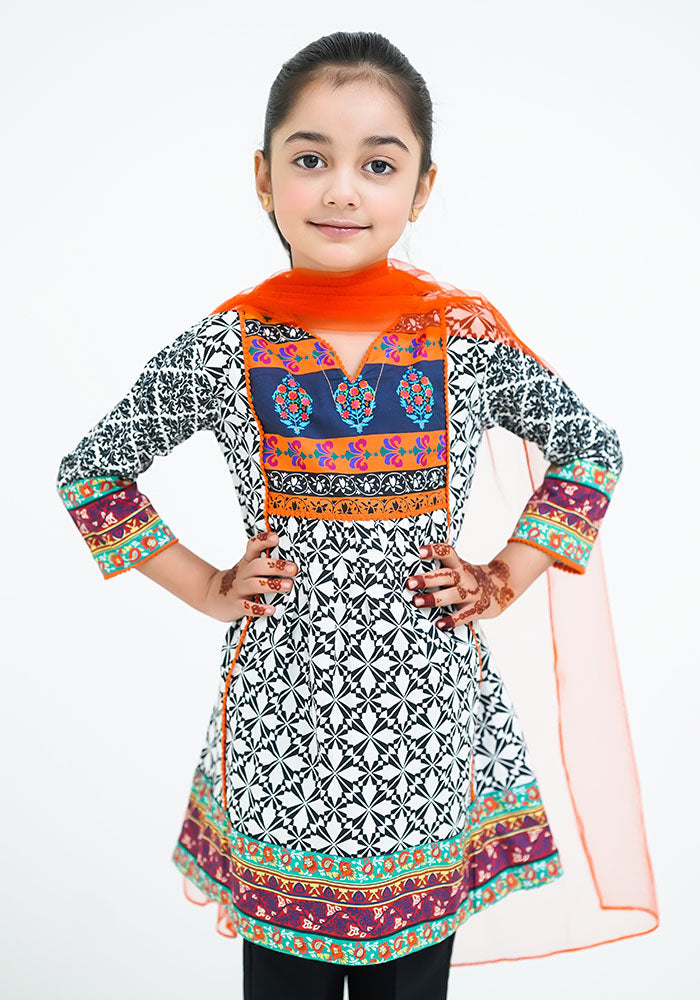 Lawn Digital Printed 3 Pc Suit - Wear Ochre