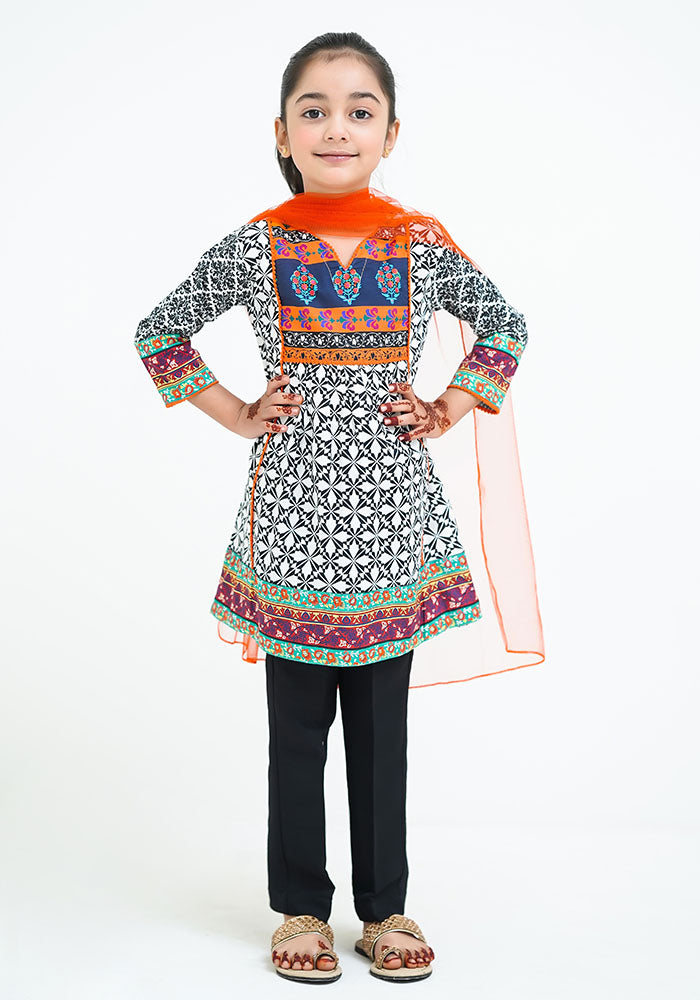 Lawn Digital Printed 3 Pc Suit - Wear Ochre