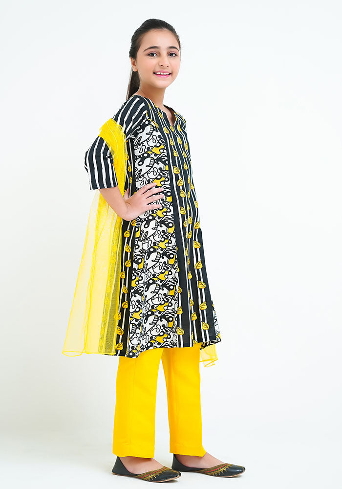 Lawn Digital Printed 3 Pc Suit - Wear Ochre