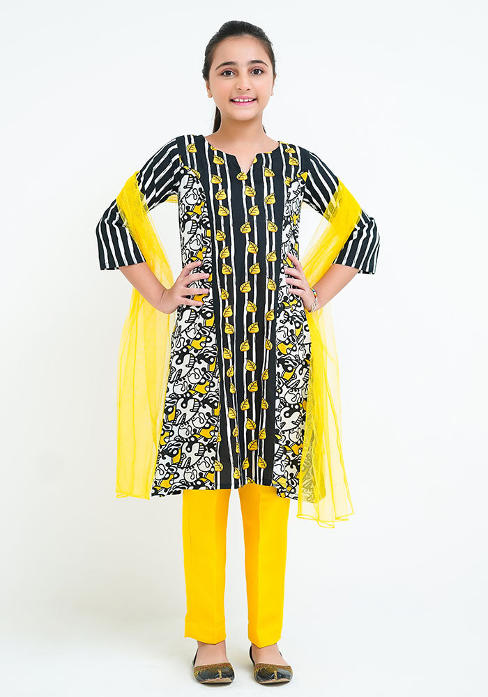 Lawn Digital Printed 3 Pc Suit - Wear Ochre