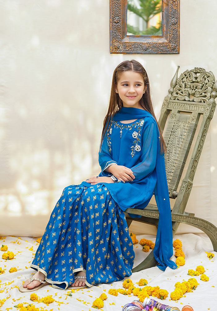 Chiffon Hand Work 3 Pc Suit - Wear Ochre