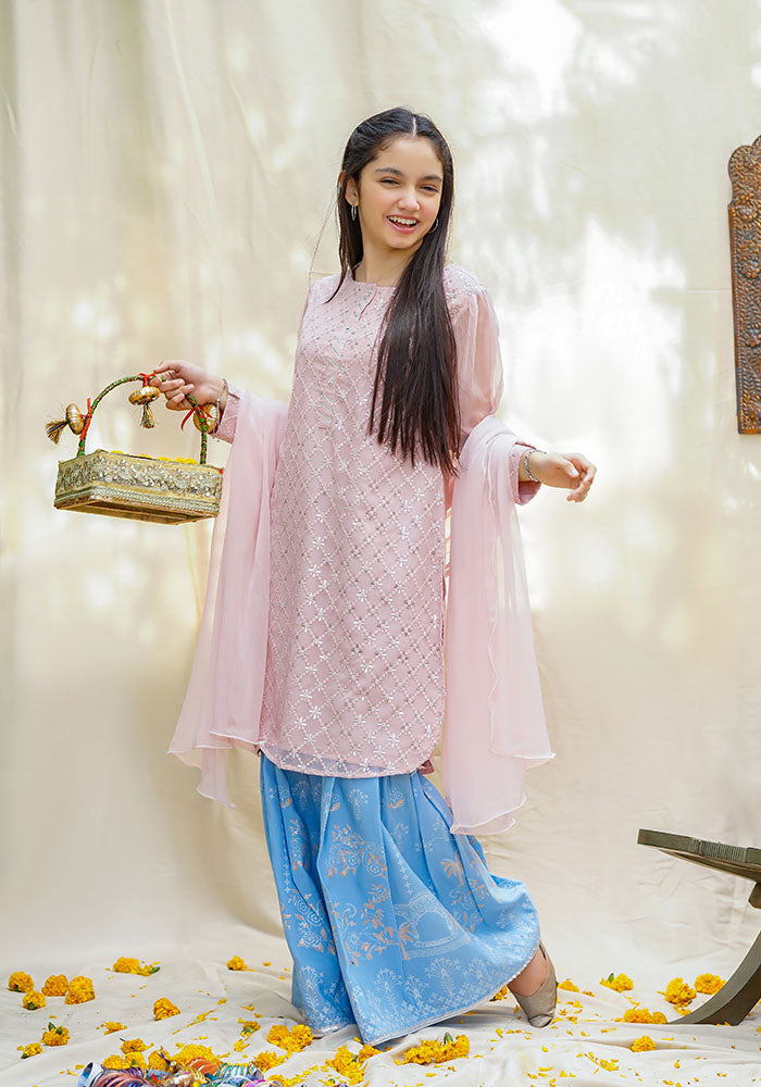 Chiffon Embroidered 3 Pc Suit - Wear Ochre