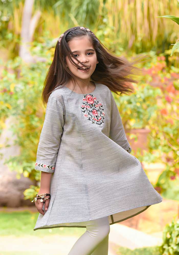 Chambray Embroidered Top - Wear Ochre