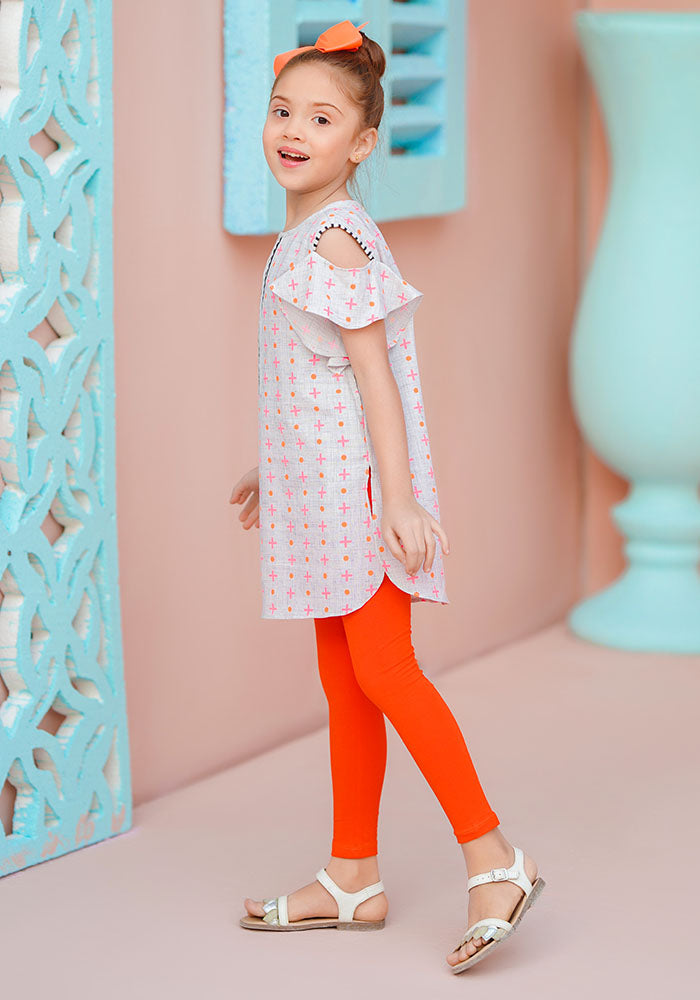 Cotton Chambray Printed Kurta - Wear Ochre