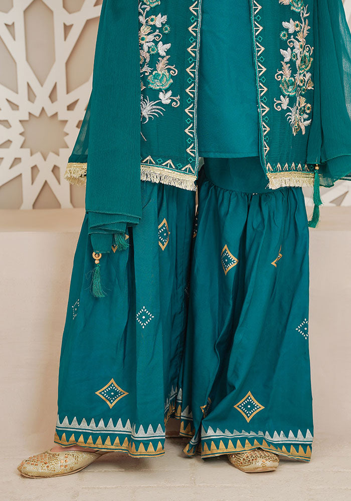 Chiffon Embroidered 3 Pc Suit - Wear Ochre