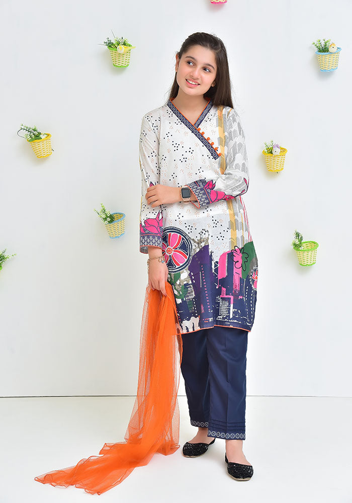 Lawn Digital Printed 3 Pc Suit - Wear Ochre