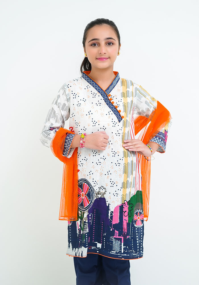 Lawn Digital Printed 3 Pc Suit - Wear Ochre