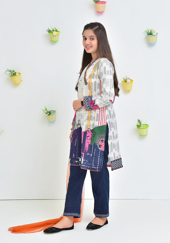 Lawn Digital Printed 3 Pc Suit - Wear Ochre