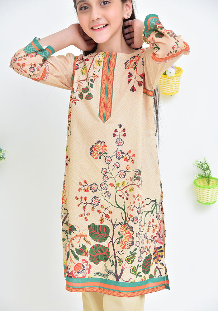 Lawn Digital Printed 3 Pc Suit - Wear Ochre