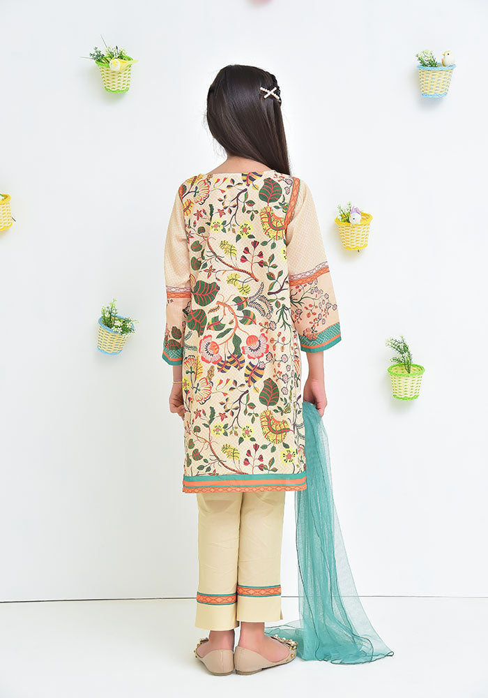 Lawn Digital Printed 3 Pc Suit - Wear Ochre