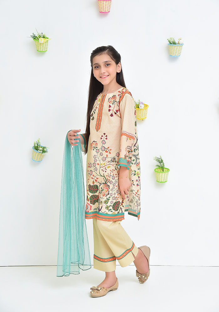 Lawn Digital Printed 3 Pc Suit - Wear Ochre