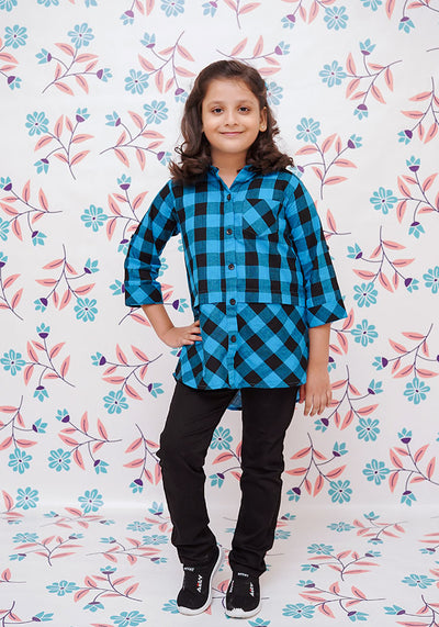 Chambray Cotton Chequered Top
