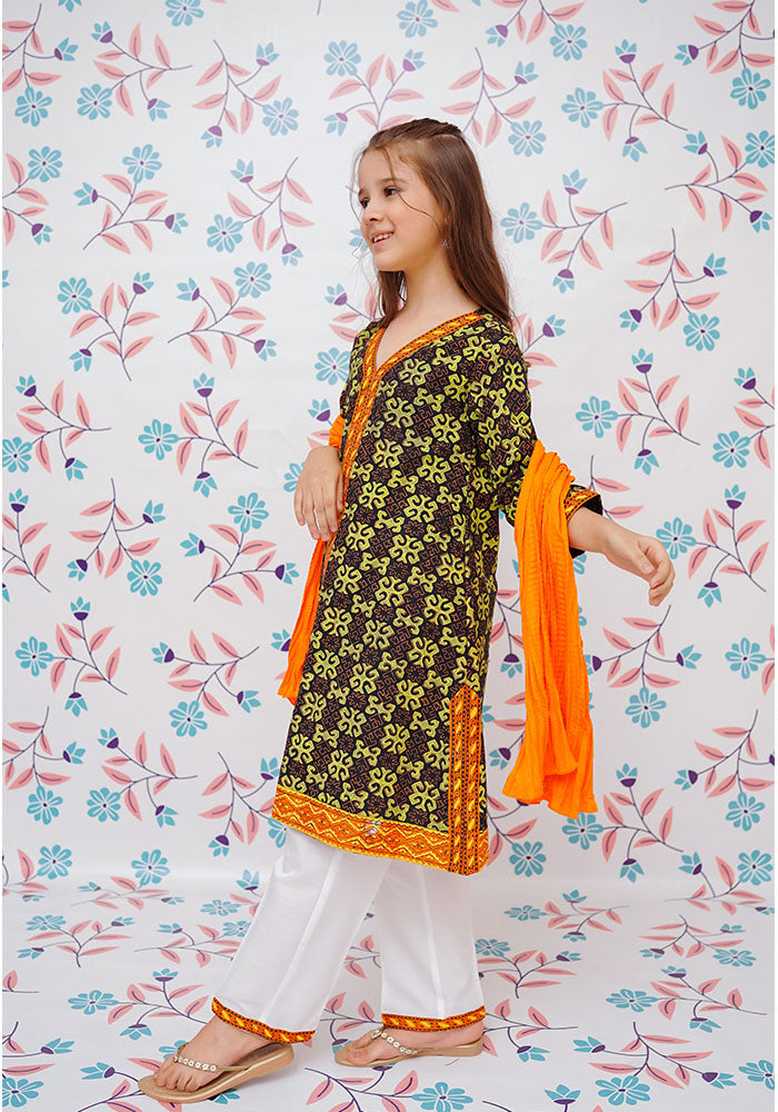 Cotton Printed 3 Pc Suit - Wear Ochre