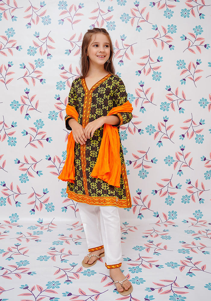 Cotton Printed 3 Pc Suit - Wear Ochre