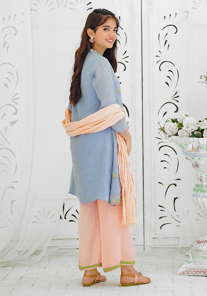 Zari Missouri Embroidered 3 Pc Suit - Wear Ochre