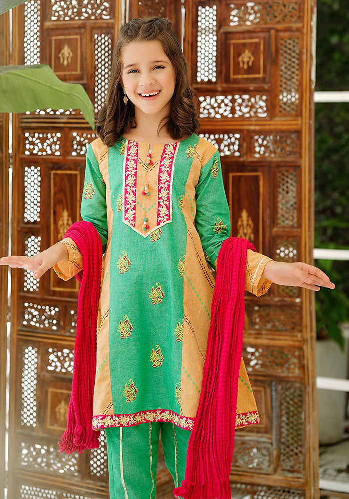 Khaddar Embroidered 3 Pc Suit - Wear Ochre