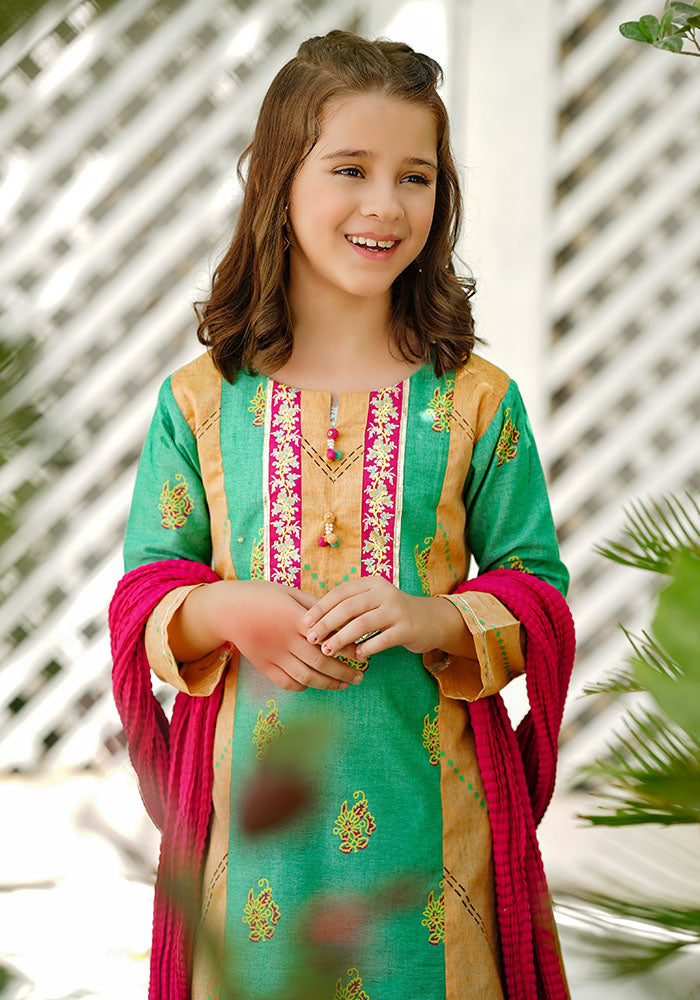Khaddar Embroidered 3 Pc Suit - Wear Ochre