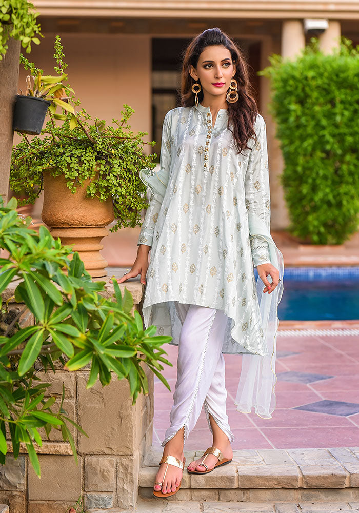Cotton Silk 3 Pc Suit - Wear Ochre