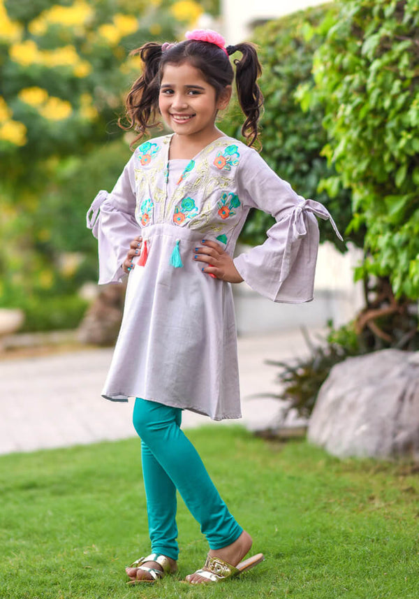 Chambray Embroidered Top