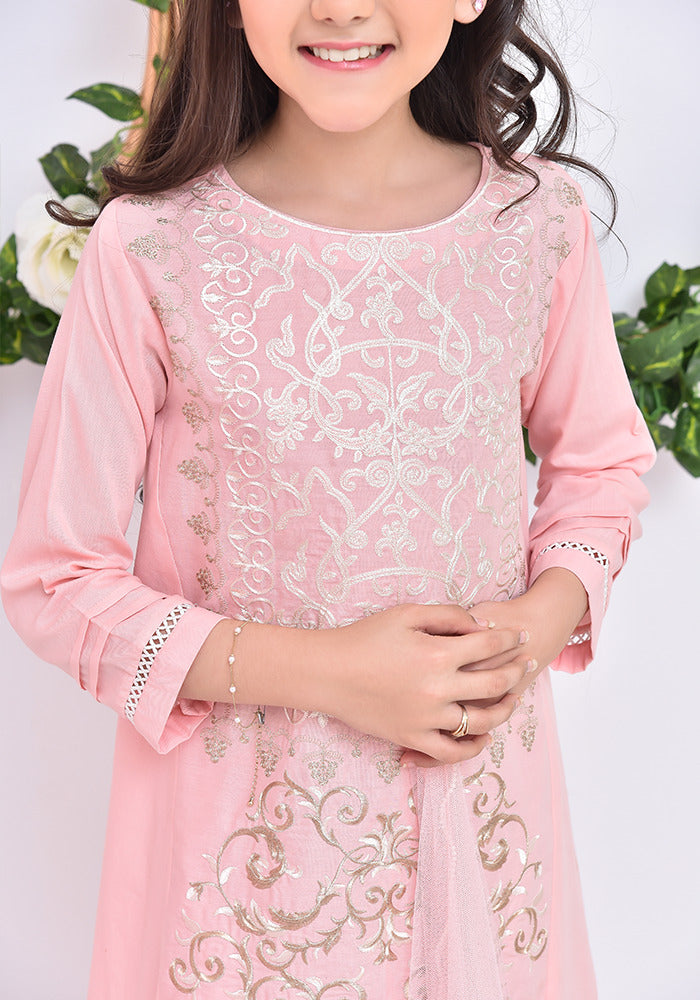 Cotton Embroidered 3 Pc Suit - Wear Ochre