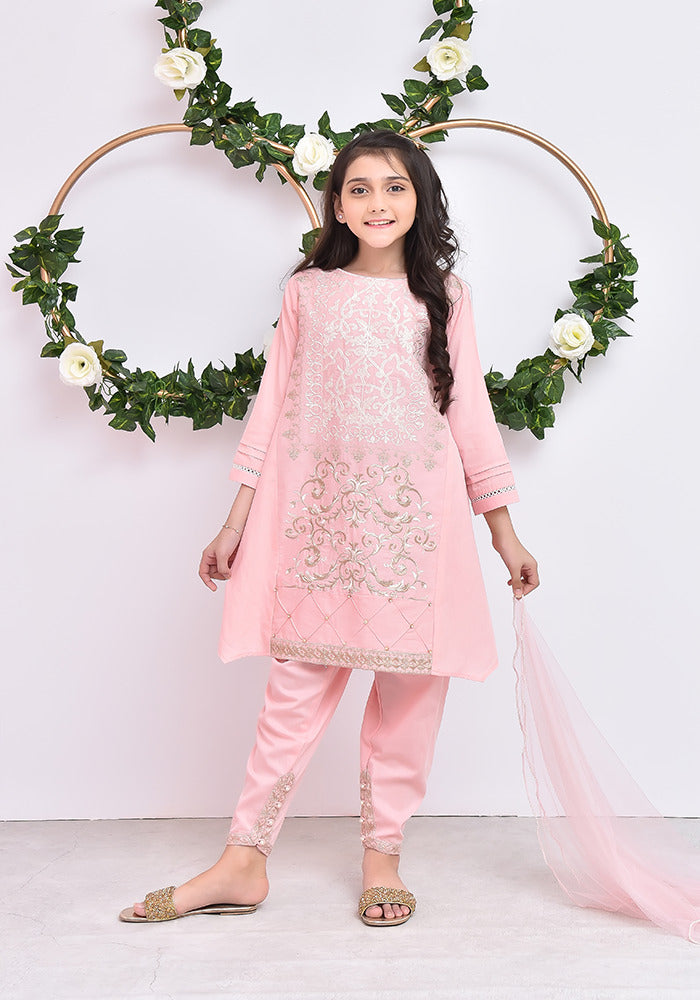 Cotton Embroidered 3 Pc Suit - Wear Ochre