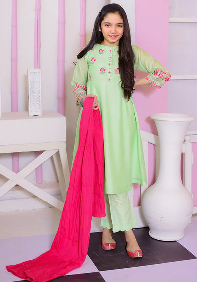 Paper Cotton Embroidered 3 Pc Suit