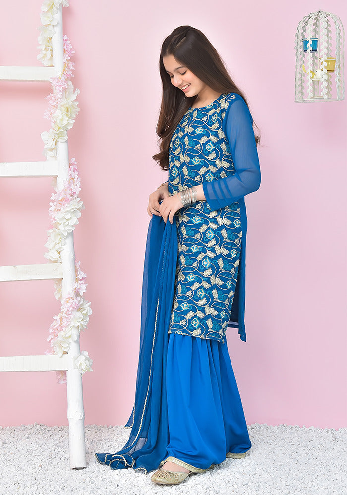 Chiffon Embroidered 3 Pc Suit - Wear Ochre