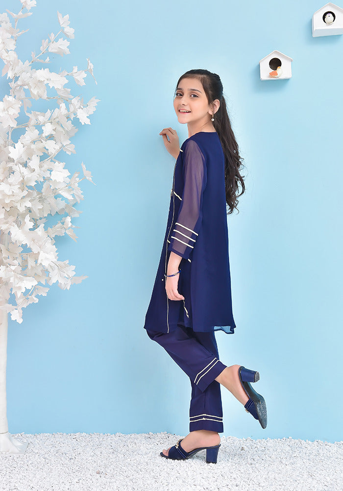 Chiffon Hand Work 3 Pc Suit - Wear Ochre