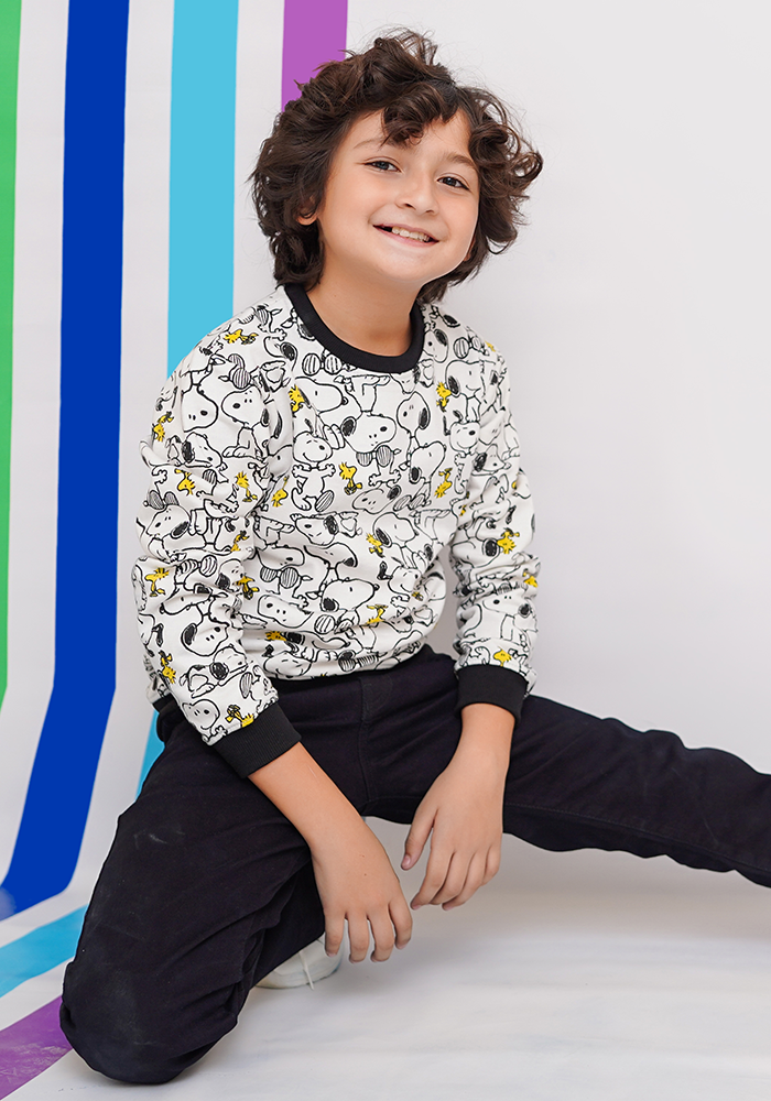 Fleece Printed Sweatshirt - Wear Ochre