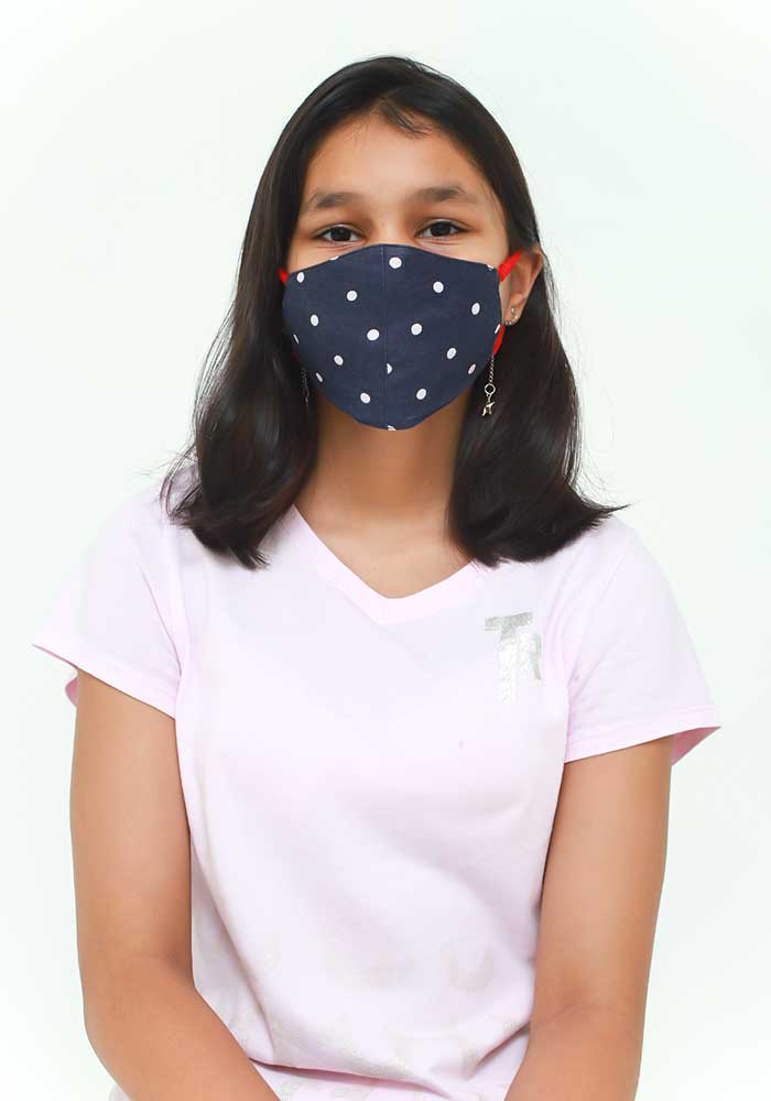 Navy Polka Dots Cotton Mask - Wear Ochre