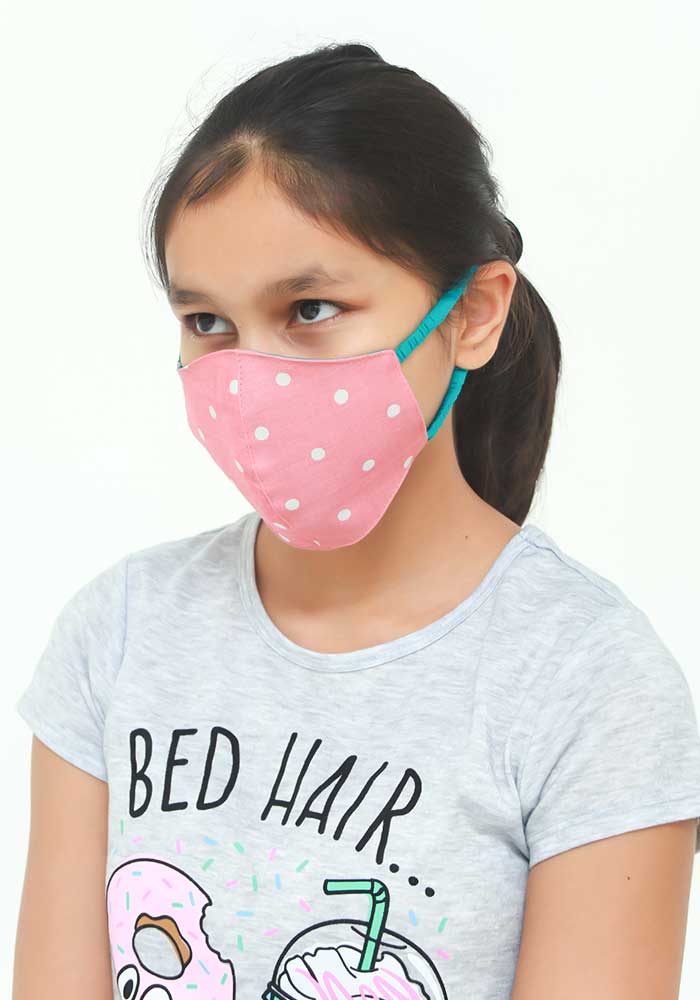Pink Polka Dots Cotton Mask - Wear Ochre