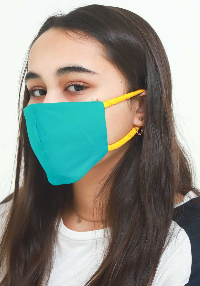 Turquoise Blue Cotton Mask - Wear Ochre