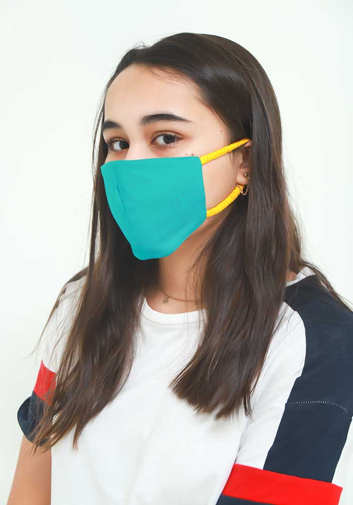 Turquoise Blue Cotton Mask - Wear Ochre