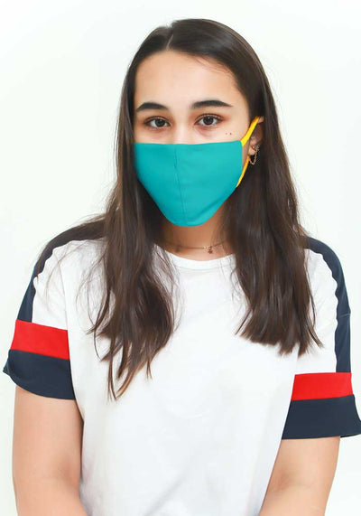 Turquoise Blue Cotton Mask
