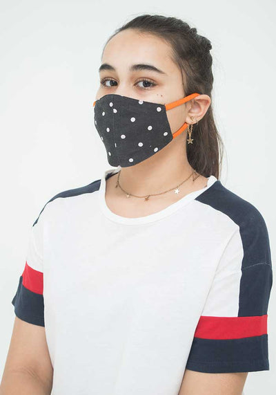 Black Polka Dots Cotton Mask