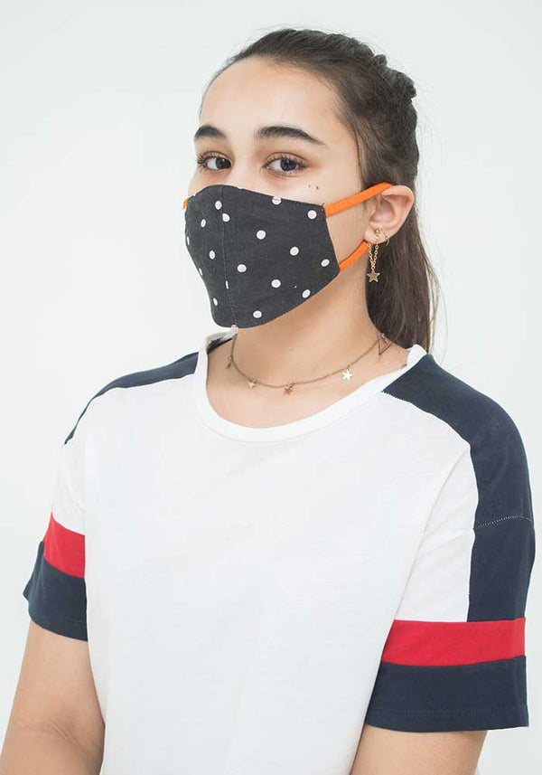 Black Polka Dots Cotton Mask - Wear Ochre