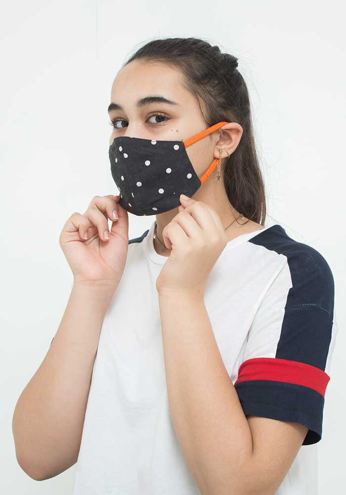 Black Polka Dots Cotton Mask - Wear Ochre