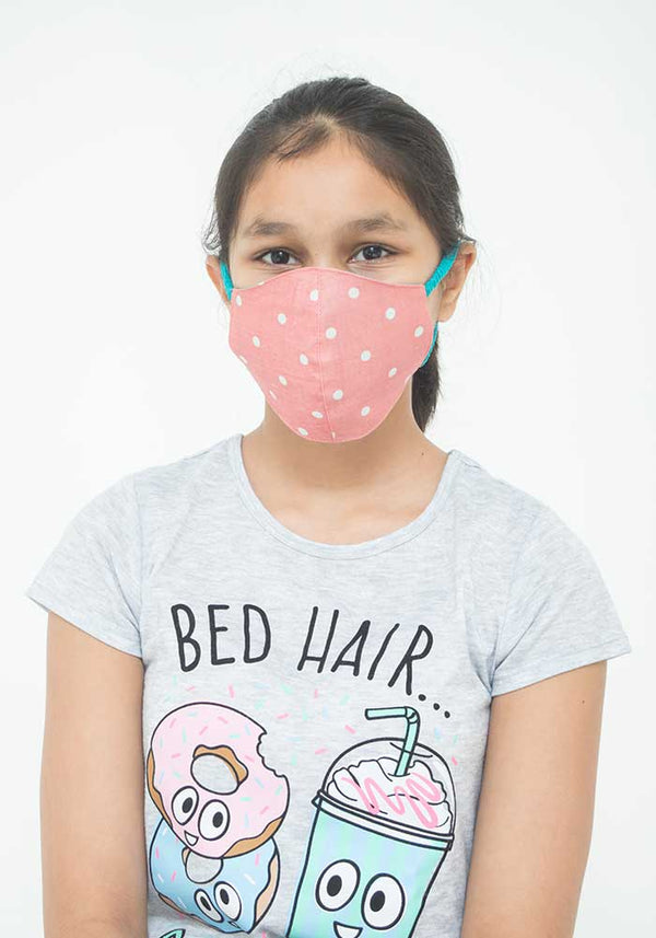 Pink Polka Dots Cotton Mask