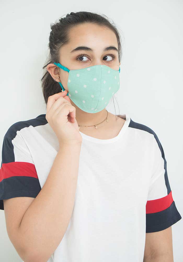 Sea Green Polka Dots Cotton Mask - Wear Ochre