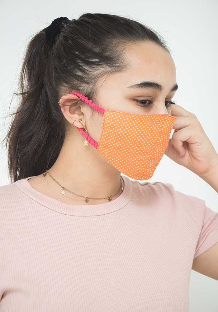 Orange Printed Cotton Mask - Wear Ochre