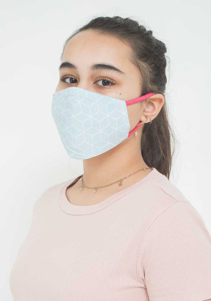 Light Blue Printed Cotton Mask - Wear Ochre