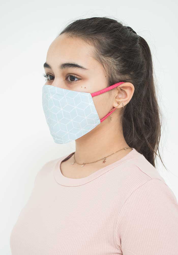 Light Blue Printed Cotton Mask - Wear Ochre