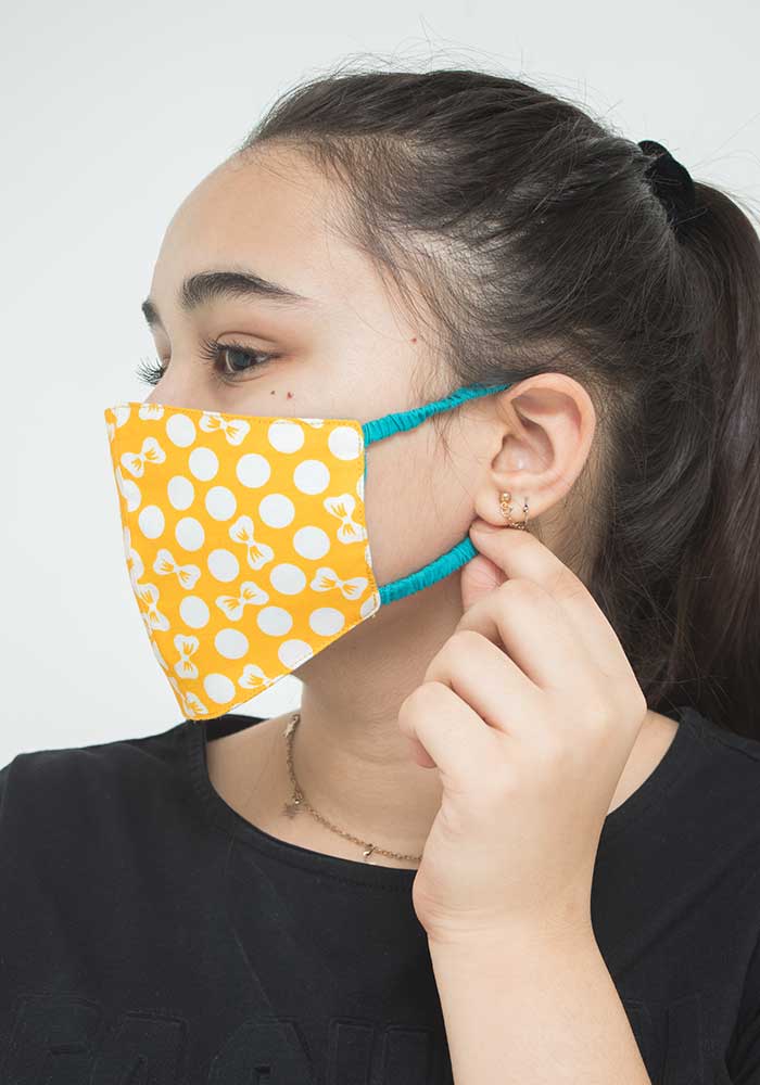 Yellow Printed Cotton Mask - Wear Ochre